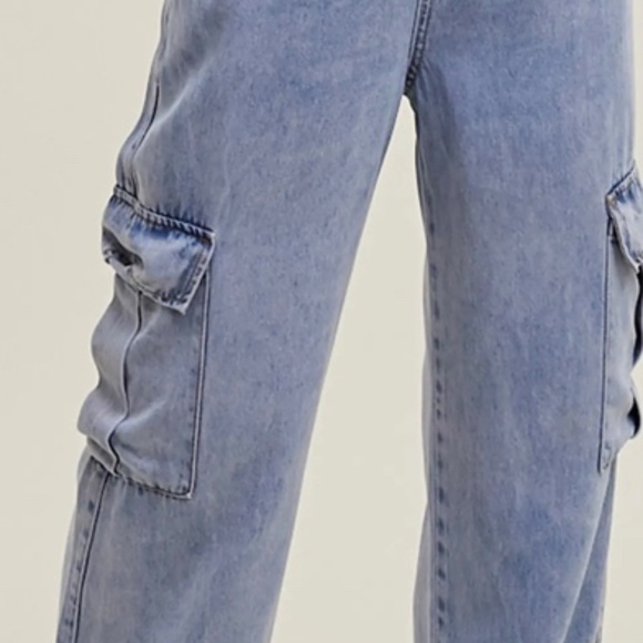 WISHLIST Tencel Denim Easy Pull On Wide Leg Cargo Pant Size S - Picture 10 of 10